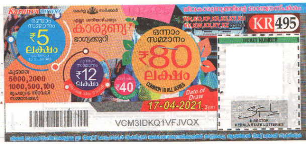 Karunya Weekly Lottery KR-495 17.04.2021