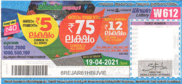 Win-win Weekly Lottery held on 19.04.2021