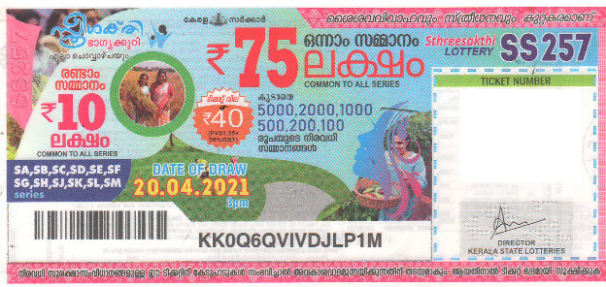 Sthree sakthi Weekly Lottery SS-257 20.04.2021