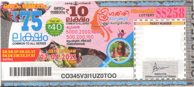 Sthree sakthi Weekly Lottery held on 27.04.2021