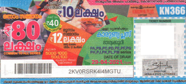 Karunya plus Weekly Lottery KN-366 29.04.2021