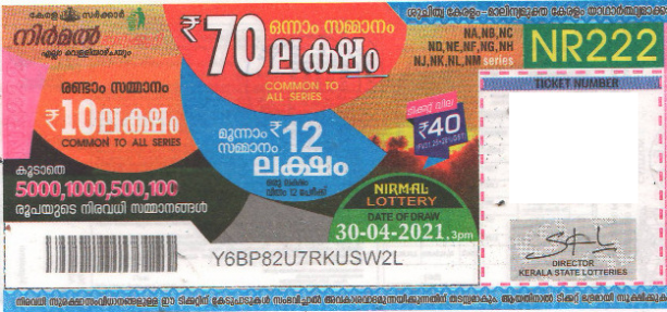 Nirmal Weekly Lottery held on 30.04.2021