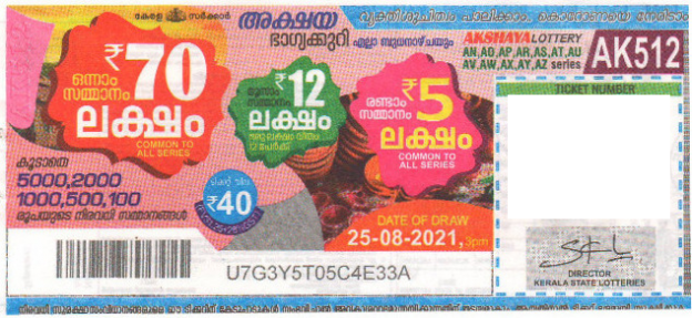 Akshaya Weekly Lottery held on 25.08.2021