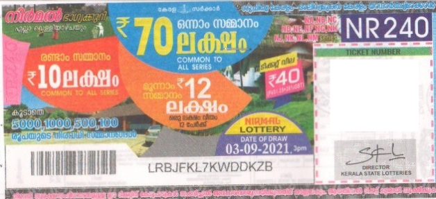 Nirmal Weekly Lottery NR-240 03.09.2021