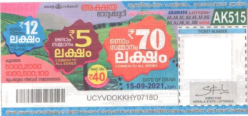 Akshaya Weekly Lottery held on 15.09.2021