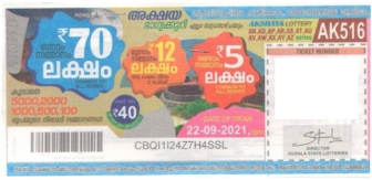 Akshaya Weekly Lottery AK-516 22.09.2021