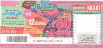 Karunya plus Weekly Lottery held on 23.09.2021