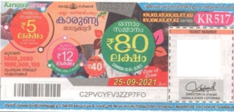 Karunya Weekly Lottery KR-517 25.09.2021