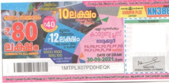 Karunya plus Weekly Lottery held on 30.09.2021