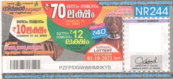 Nirmal Weekly Lottery NR-244 01.10.2021