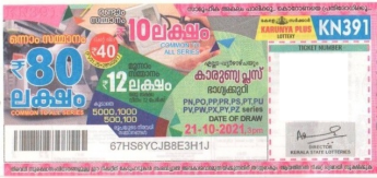 Karunya plus Weekly Lottery KN-391 21.10.2021
