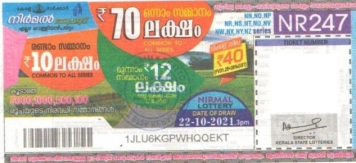 Nirmal Weekly Lottery NR-247 22.10.2021