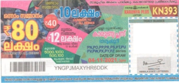 Karunya plus Weekly Lottery KN-393 04.11.2021