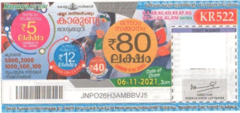 Karunya Weekly Lottery KR-522 06.11.2021