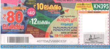 Karunya plus Weekly Lottery KN-395 18.11.2021