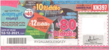 Karunya plus Weekly Lottery KN-397 02.12.2021