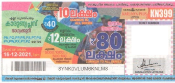 Karunya plus Weekly Lottery KN-399 16.12.2021