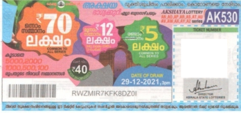 Akshaya Weekly Lottery held on 29.12.2021