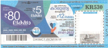 Karunya Weekly Lottery held on 01.01.2022