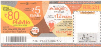 Karunya Weekly Lottery KR-531 08.01.2022