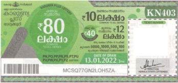 Karunya plus Weekly Lottery held on 13.01.2022