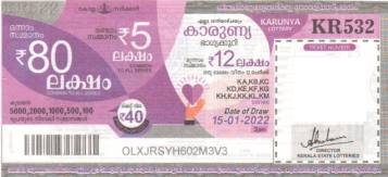 Karunya Weekly Lottery KR-532 15.01.2022