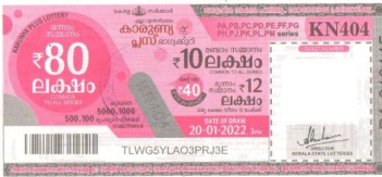 Karunya plus Weekly Lottery KN-404 20.01.2022