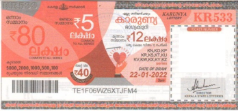 Karunya Weekly Lottery KR-533 22.01.2022