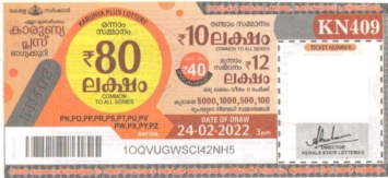 Karunya plus Weekly Lottery KN-409 24.02.2022