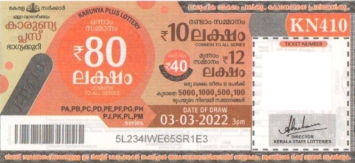 Karunya plus Weekly Lottery KN-410 03.03.2022