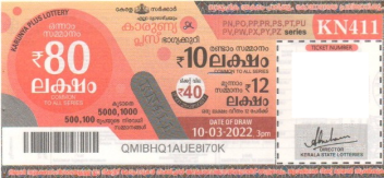Karunya plus Weekly Lottery KN-411 10.03.2022