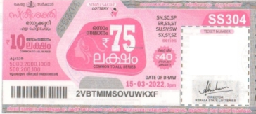 Sthree sakthi Weekly Lottery SS-304 15.03.2022