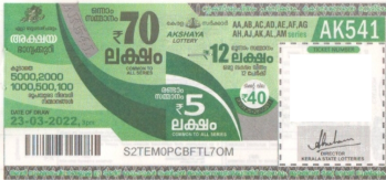 Akshaya Weekly Lottery held on 23.03.2022