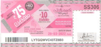 Sthree sakthi Weekly Lottery held on 29.03.2022