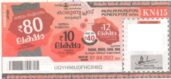 Karunya plus Weekly Lottery KN-415 07.04.2022