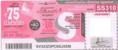 Sthree sakthi Weekly Lottery SS-310 26.04.2022