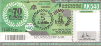 Akshaya Weekly Lottery AK-548 11.05.2022