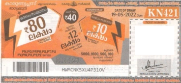 Karunya plus Weekly Lottery KN-421 19.05.2022