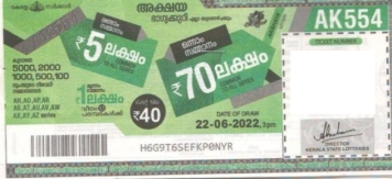 Akshaya Weekly Lottery held on 22.06.2022