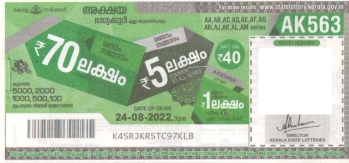 Akshaya Weekly Lottery -AK-563 to be held On 24.08.2022