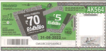 Akshaya Weekly Lottery held on 31.08.2022