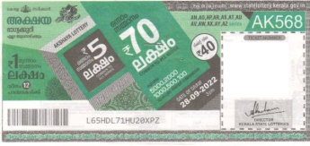 AKSHAYA Weekly Lottery (AK-568) Today, 28.09.2022