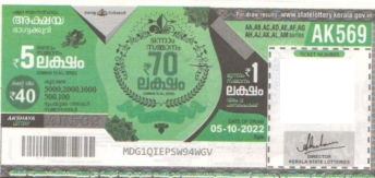 Akshaya Weekly Lottery AK-569 05.10.2022