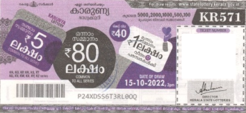 Karunya Weekly Lottery KR-571 15.10.2022