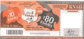 Karunya plus Weekly Lottery KN-445 10.11.2022