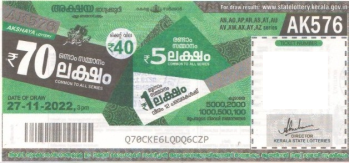 Akshaya Weekly Lottery held on 27.11.2022