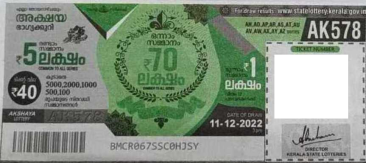 Akshaya Weekly Lottery AK-578 11.12.2022
