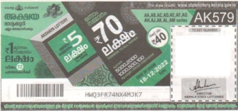 Akshaya Weekly Lottery AK-579 18.12.2022