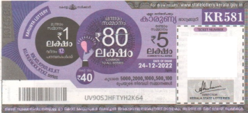 Karunya Weekly Lottery KR-581 24.12.2022