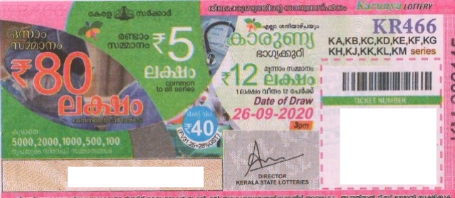 Karunya Weekly Lottery KR-466 26.09.2020